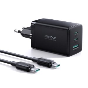 JOYROOM TCG01 GaN Ultra 65W 2 Type-C + 1 USB snellader met 1,2 m Type-C kabel, EU Plug, UK Plug