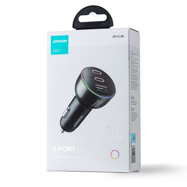 JOYROOM JR-CL26 70W 3-poorts USB+USB-C / Type-C autolader, JR-CL26