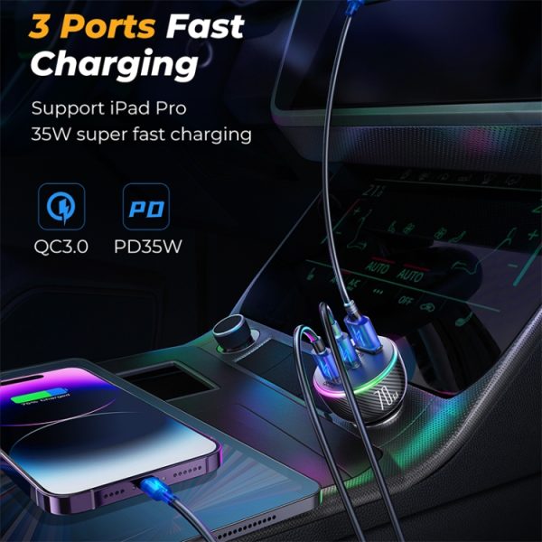 JOYROOM JR-CL26 70W 3-poorts USB+USB-C / Type-C autolader, JR-CL26