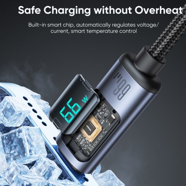 JOYROOM S-AC066A16 6A USB naar USB-C / Type-C digitaal display Snel opladen datakabel, USB to Type-C