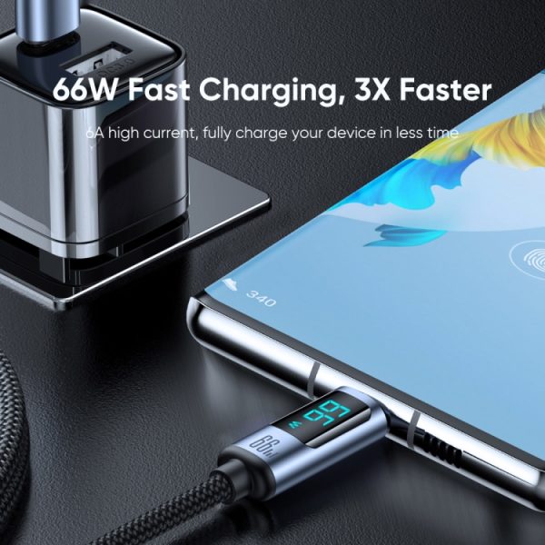 JOYROOM S-AC066A16 6A USB naar USB-C / Type-C digitaal display Snel opladen datakabel, USB to Type-C