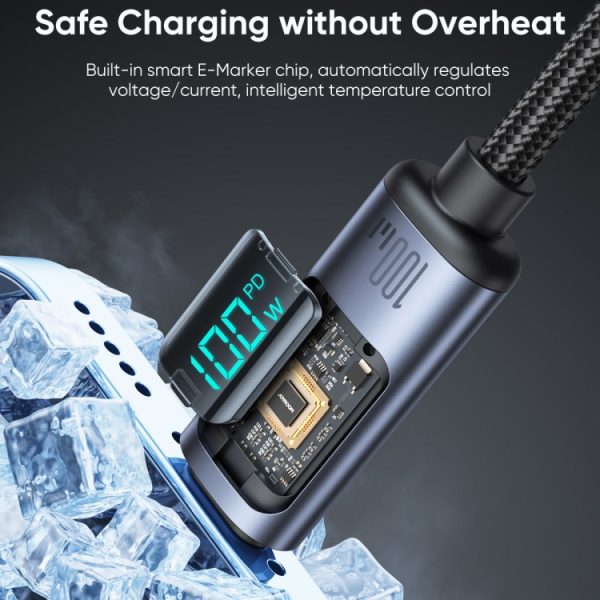 JOYROOM S-CC100A16 100W USB-C / Type-C naar USB-C / Type-C Digitaal display Snel opladen datakabel, Type-C to Type-C