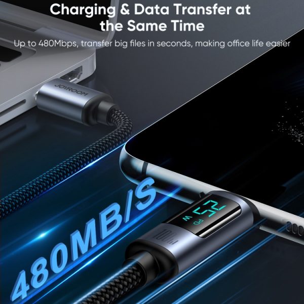 JOYROOM S-CC100A16 100W USB-C / Type-C naar USB-C / Type-C Digitaal display Snel opladen datakabel, Type-C to Type-C