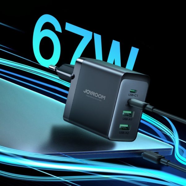 JOYROOM TCG02 galliumnitride 67W Dual USB+Dual USB-C/Type-C Multi-Port Charger Set, EU Plug, UK Plug