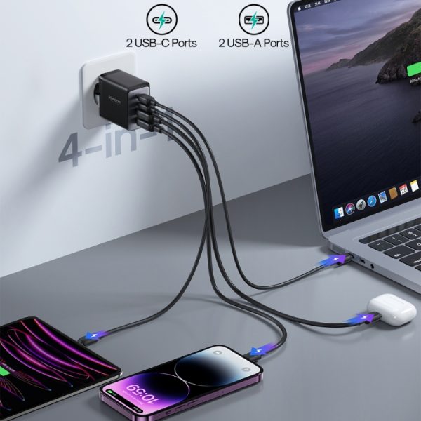 JOYROOM TCG02 galliumnitride 67W Dual USB+Dual USB-C/Type-C Multi-Port Charger Set, EU Plug, UK Plug