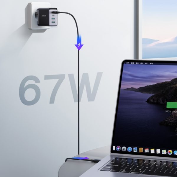 JOYROOM TCG02 galliumnitride 67W Dual USB+Dual USB-C/Type-C Multi-Port Charger Set, EU Plug, UK Plug