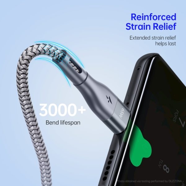 DUZZONA A2 PD 65W USB-C / Type-C naar Type-C snellaaddatakabel, 2m Type-C to Type-C, 3m Type-C to Type-C