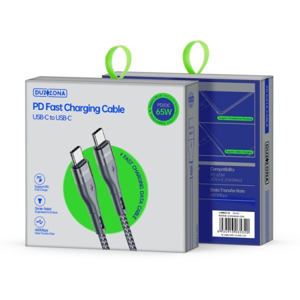 DUZZONA A2 PD 65W USB-C / Type-C naar Type-C snellaaddatakabel, 2m Type-C to Type-C, 3m Type-C to Type-C
