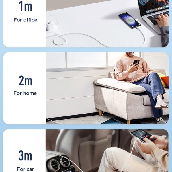 JOYROOM SA26-CC3 Flash Charge-serie 60 W USB-C / Type-C naar USB-C / Type-C snellaadgegevenskabel, 1m, 2m, 3m