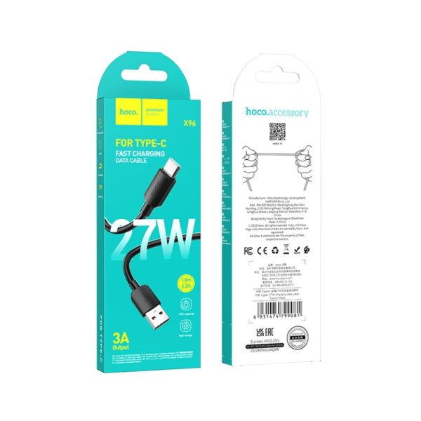 hoco X96 Hyper 27W USB naar USB-C / Type-C oplaadgegevenskabel, 27W USB to Type-C