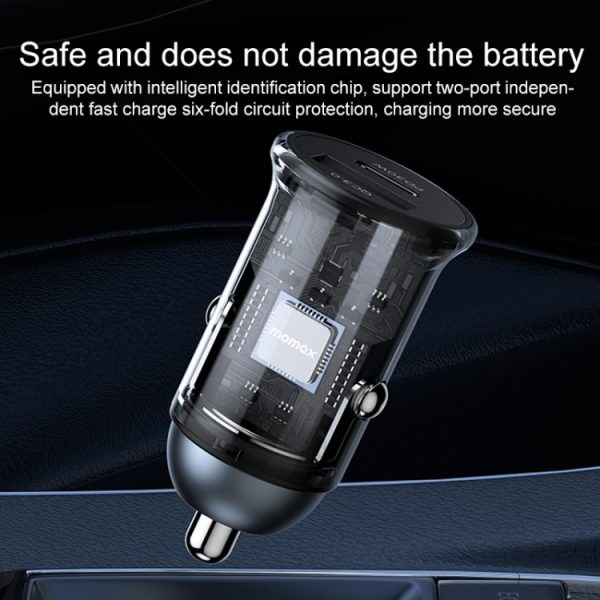 MOMAX UC18 30W dubbele poort QC3.0 snellader voor in de auto