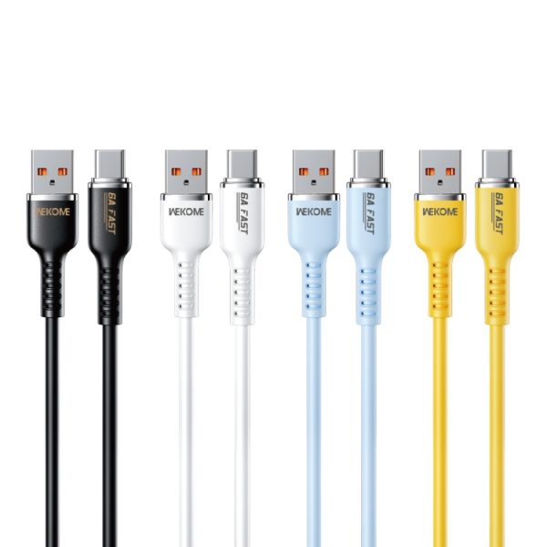 WK WDC-09a 6A USB naar USB-C/Type-C siliconen datakabel, lengte: 1,2m, WDC-09a