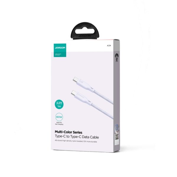 JOYROOM SA34-CC3 60W USB-C/Type-C naar USB-C/Type-C snellaaddatakabel, lengte: 1m, Type-C to Type-C