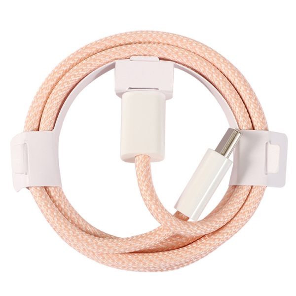 1 m USB-C / Type-C naar Type-C Macaron gevlochten oplaadkabel voor iPhone 15-serie