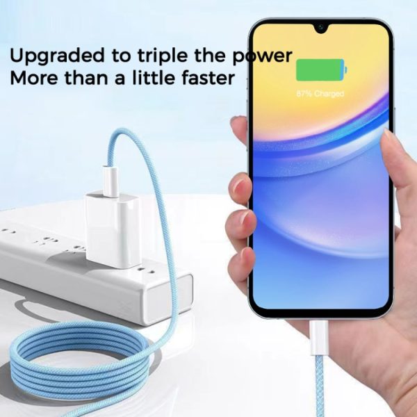 1 m USB-C / Type-C naar Type-C Macaron gevlochten oplaadkabel voor iPhone 15-serie