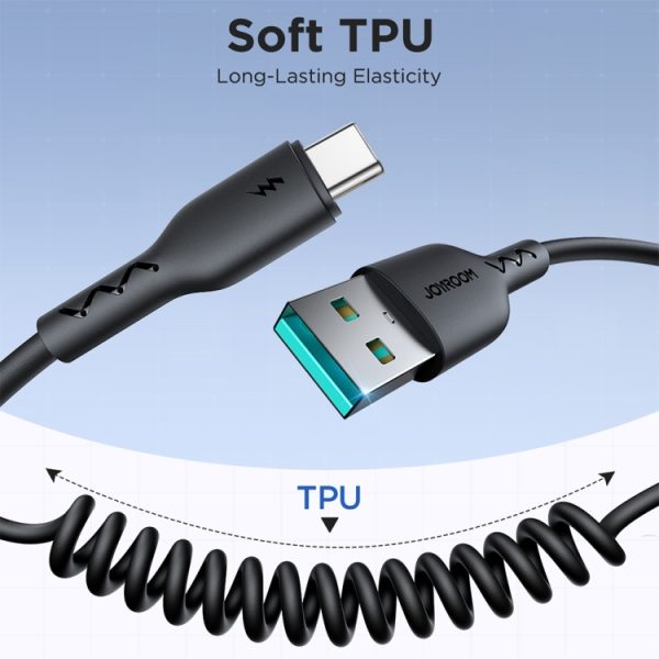 JOYROOM SA38-AC3 3A USB naar USB-C / Type-C opgerolde snellaaddatakabel, USB to USB-C / Type-C