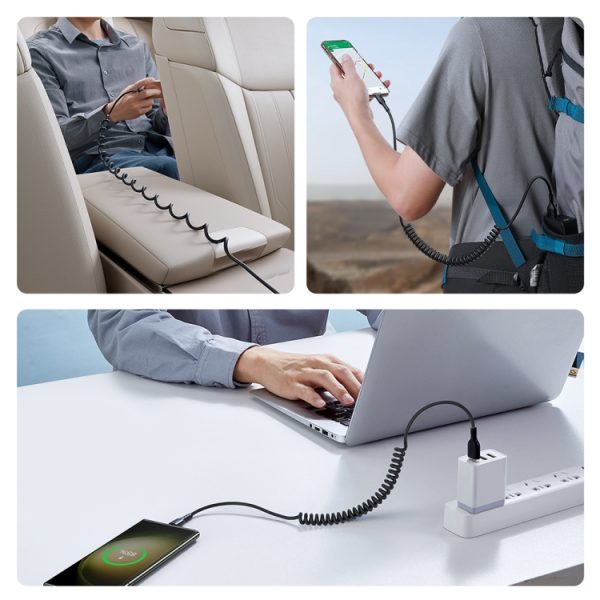 JOYROOM SA38-AC3 3A USB naar USB-C / Type-C opgerolde snellaaddatakabel, USB to USB-C / Type-C