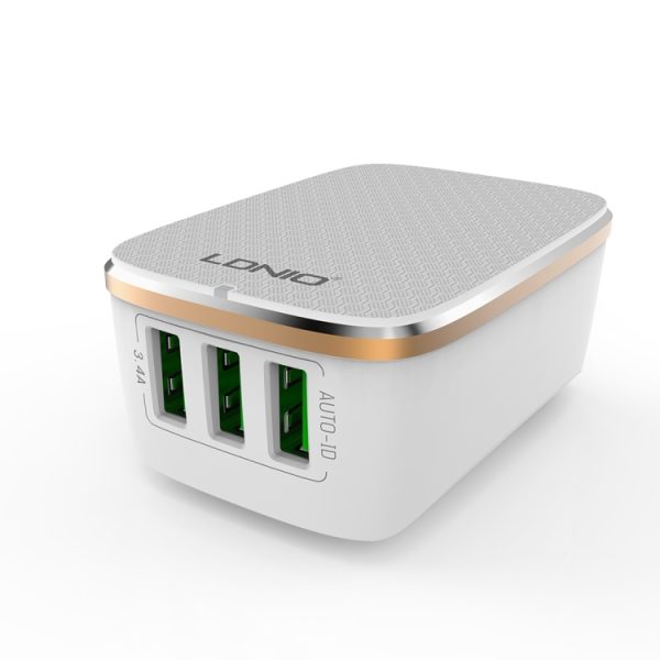 LDNIO A3304 17W 3 USB-interfaces Reislader Oplader voor mobiele telefoons,, US Plug, EU Plug, UK Plug, AU Plug