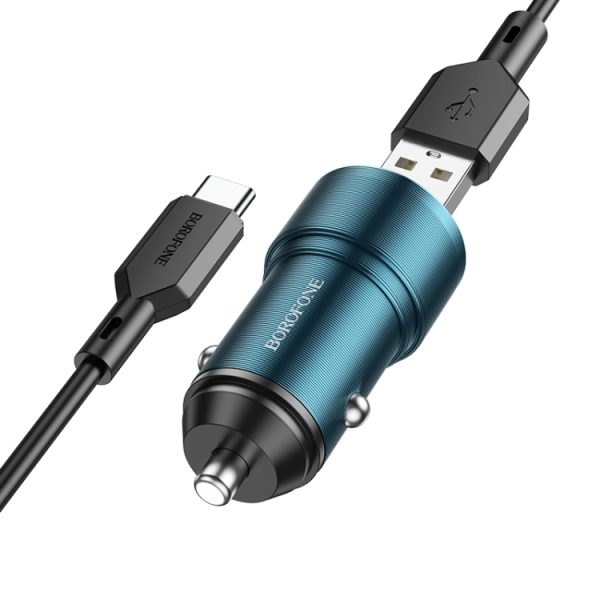 BOROFONE BZ19A Wisdom QC3.0 USB-poort Snel opladende autolader met USB naar Type-C-kabel, 6974443387490, 6974443387506, 6974443387483