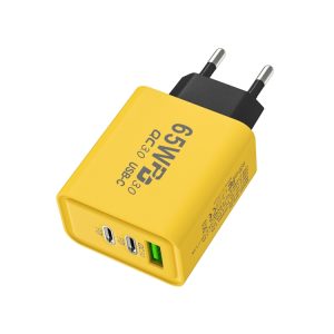 65 W galliumnitride USB + Type-C snellaadoplader, EU Plug, US Plug