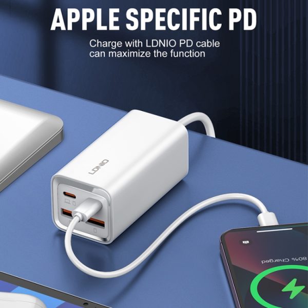 LDNIO A4610C PD65W Dual USB-C / Type-C + Dual USB snellader, kabellengte: 1,5 m, EU Plug·, A4610C (UK Plug), US Plug
