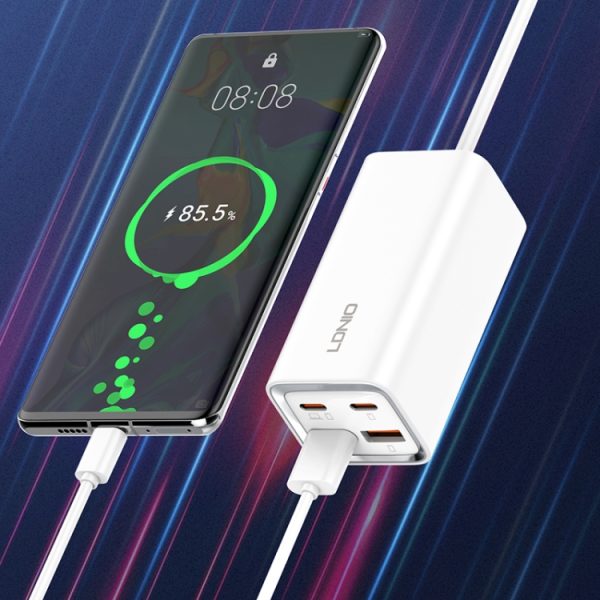 LDNIO A4610C PD65W Dual USB-C / Type-C + Dual USB snellader, kabellengte: 1,5 m, EU Plug·, A4610C (UK Plug), US Plug