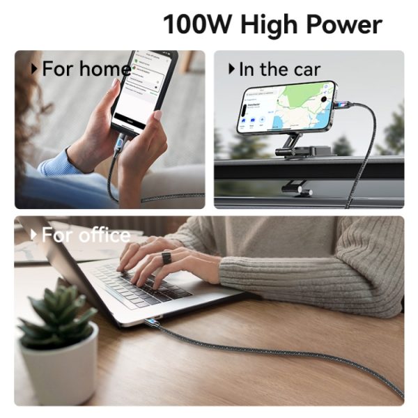 USAMS SJ750 100W Type-C / USB-C naar Type-C / USB-C zinklegering datakabel met kleurrijk licht, Type-C to Type-C