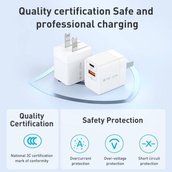 MOMAX UM36 PD 20W USB-C / Type-C + USB snellader voedingsadapter, CN-stekker, UM36