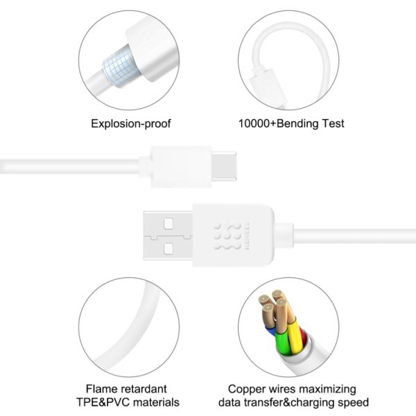 HAWEEL 2 m USB-C / Type-C naar USB 2.0 data- en oplaadkabel, Type-C 2m