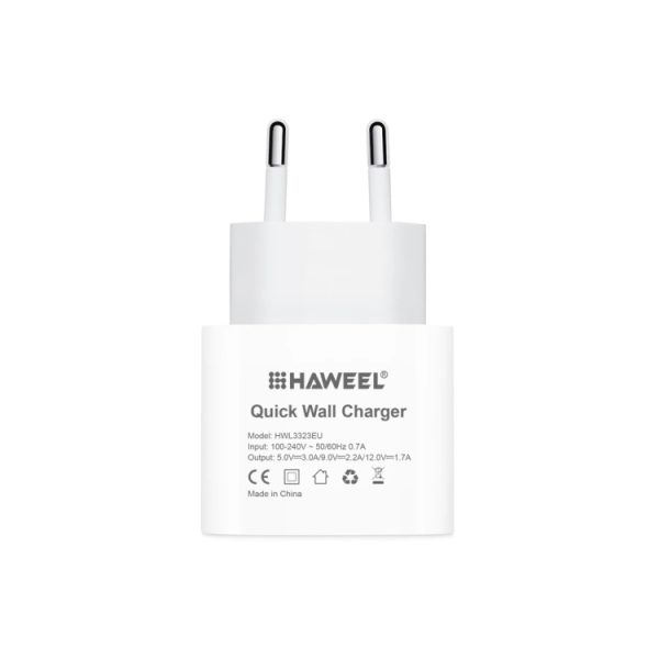 HAWEEL PD 20W enkele USB-C / Type-C interface QC reislader, ondersteuning voor volledig QC-protocol, EU-stekker, QC Charger EU Plug