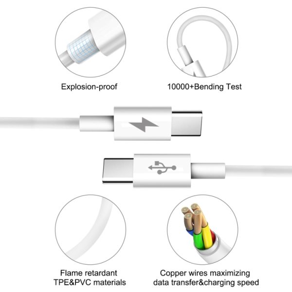 HAWEEL 25W 3A TYPE-C / USB-C TO TYPE-C / USB-C PD FASTLADING Gegevenskabel, lengte: 2m