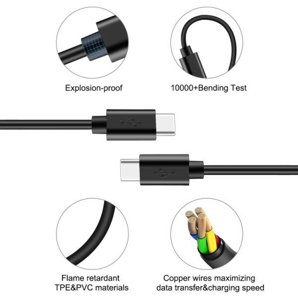 HAWEEL 1M 25W 3A TYPE-C / USB-C TO TYPE-C / USB-C FAST-LADERGAGAAT KABEL MET OTG