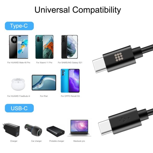 HAWEEL 1M 25W 3A TYPE-C / USB-C TO TYPE-C / USB-C FAST-LADERGAGAAT KABEL MET OTG
