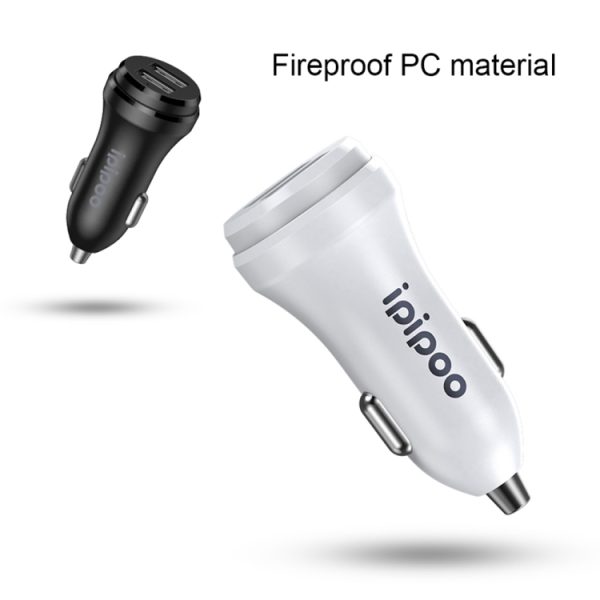 ipipoo XP-1 dubbele USB-autosnellaadoplader met Android Line, XP-1 (Black), XP-1 (White)