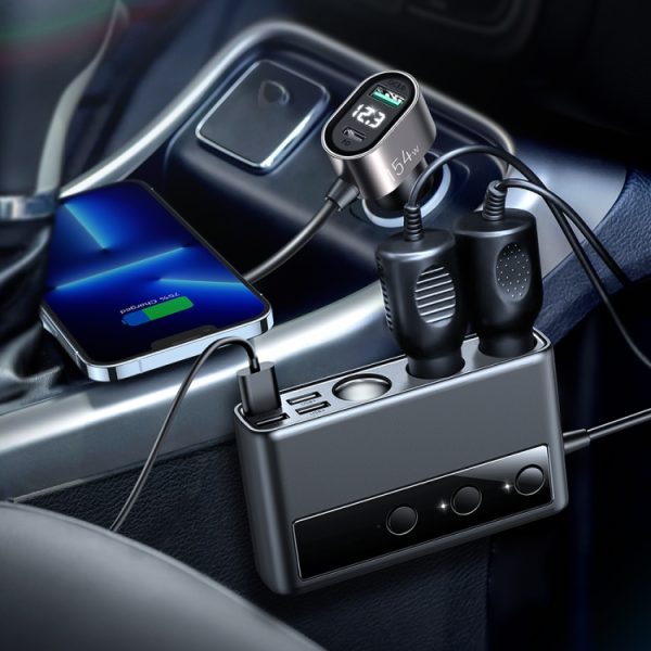 JOYROOM JR-CL06 9 in 1 154W PD USB-C / Type-C + Dual QC3.0 USB + 3 USB + 3 sigarettenaanstekergaten Digitaal display Autolader, JR-CL06