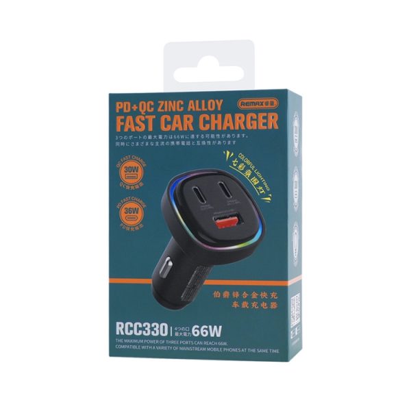 REMAX RCC330 Earl Series 3 in 1 auto 66W PD snellader met indicatielampje