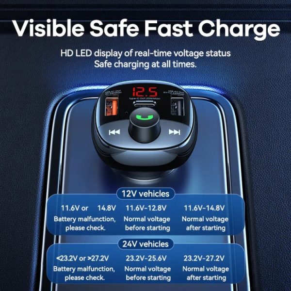 REMAX RCC331 Rodi Series 3 in 1 Auto 64,5W PD Snellader Ondersteunt FM / TF-kaart / Bluetooth Handsfree bellen