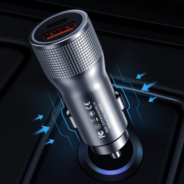 WK WP-C30 20W QC3.0 USB + PD UB-C / Type-C Interface Flash-serie Autosnellader, WP-C30 (Blue), WP-C30 (Silver)