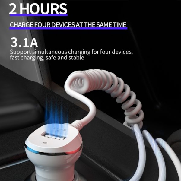 WK WP-C24 3.1A Ontdek de 3-in-1 gratis editie 8-pins / micro-USB / USB-C / Type-C datakabel + USB-autolader, WP-C24