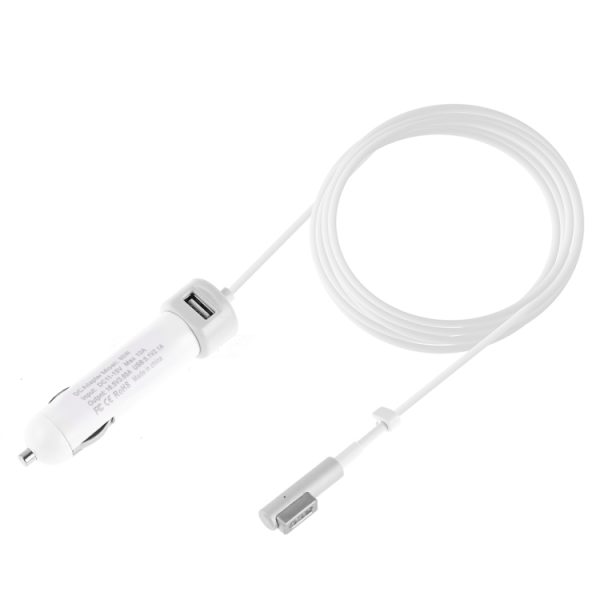 60W 5,1V 2,1A USB-interface autolader met 16,5V 3,65A L MagSafe-interface datakabel, 16.5V 3.65A L MagSafe