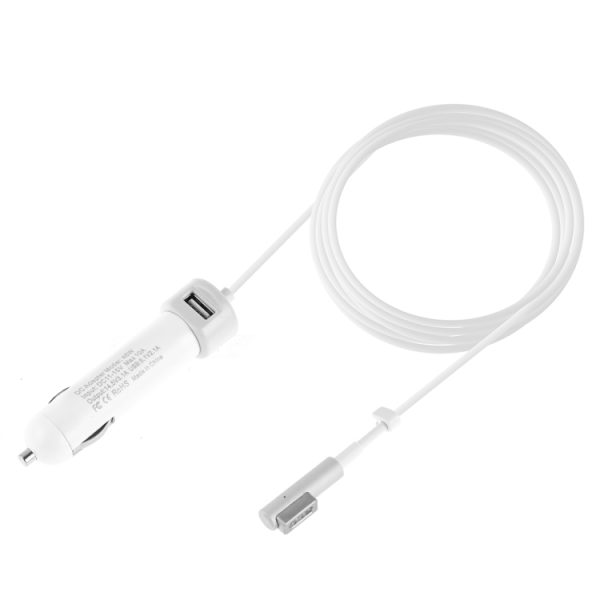 45W 5,1V 2,1A USB-interface autolader met 14,5V 3,1A L MagSafe-interface datakabel, 14.5V 3.1A L MagSafe
