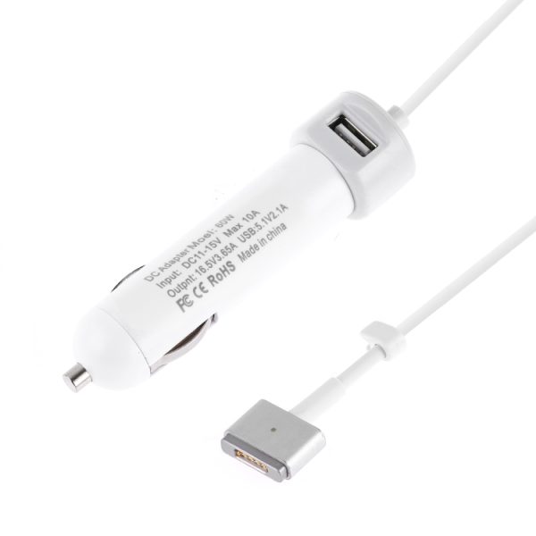 60W 5,1V 2,1A USB-interface autolader met 16,5V 3,65A T MagSafe 2-interface datakabel, 16.5V 3.65A T MagSafe 2