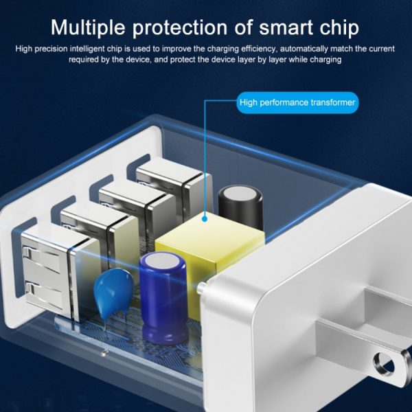 WK WP-U125 Youpin-serie 18W QC3.0 4 USB-poorten Snelle reislader, EU-stekker, EU Plug