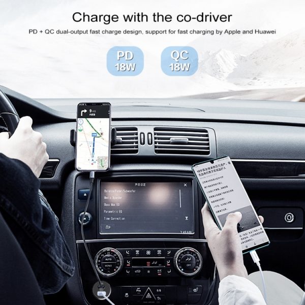 awei C-822 18W PD 8-pins + 18W QC 3.0 USB-interface autolader, C-822