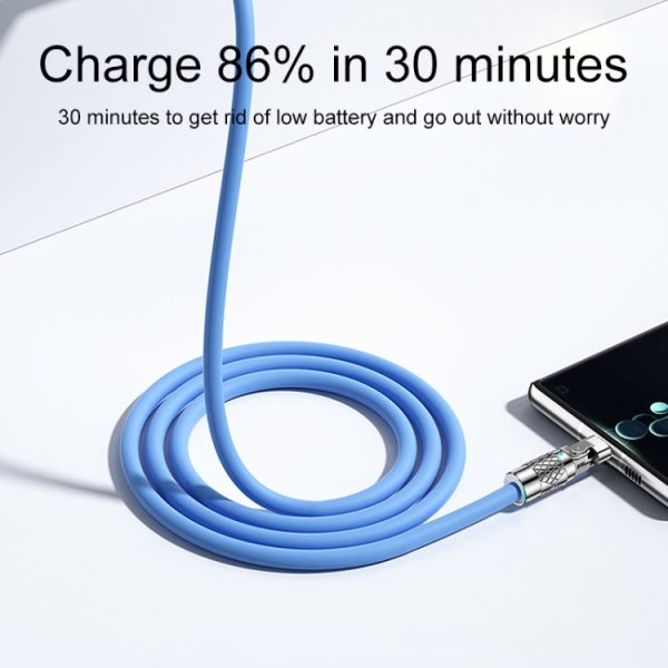 Mech Series 6A 120W USB naar Type-C 180 graden metalen plug snellaadkabel, lengte: 1,2 m, 1.2m Type-C, 1.2m 180-degree Type-C