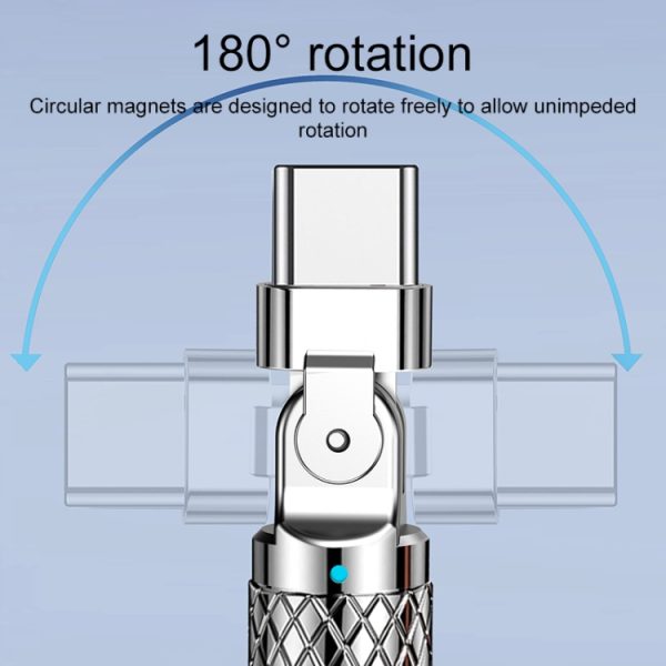 Mech Series 6A 120W USB naar Type-C 180 graden metalen plug snellaadkabel, lengte: 1,2 m, 1.2m Type-C, 1.2m 180-degree Type-C