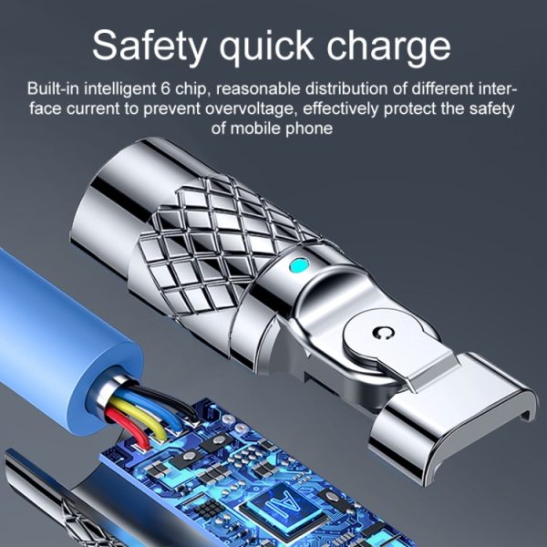 Mech Series 6A 120W USB naar Type-C 180 graden metalen plug snellaadkabel, lengte: 1,2 m, 1.2m Type-C, 1.2m 180-degree Type-C