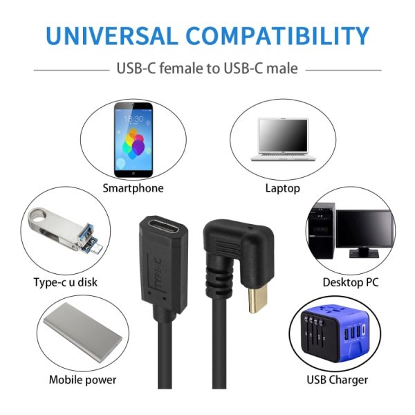 U-vormige USB-C / TYPE-C MANNELIJKE NAAR FEMALE verlengkabel