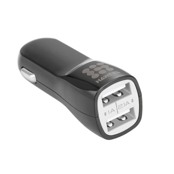 HAWEEL Hoge kwaliteit 2.1A + 1A dubbele USB-poorten autolader, HK Black, US  Black, US White, UK White, UK Black, White, Black