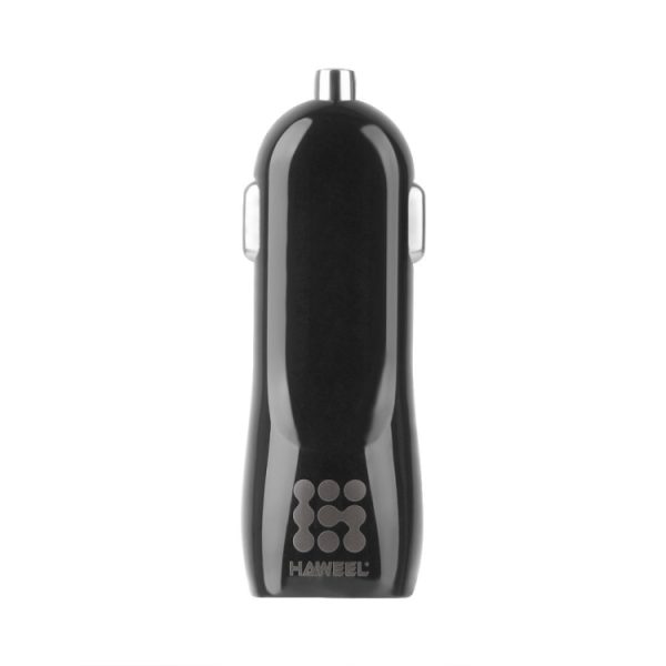 HAWEEL Hoge kwaliteit 2.1A + 1A dubbele USB-poorten autolader, HK Black